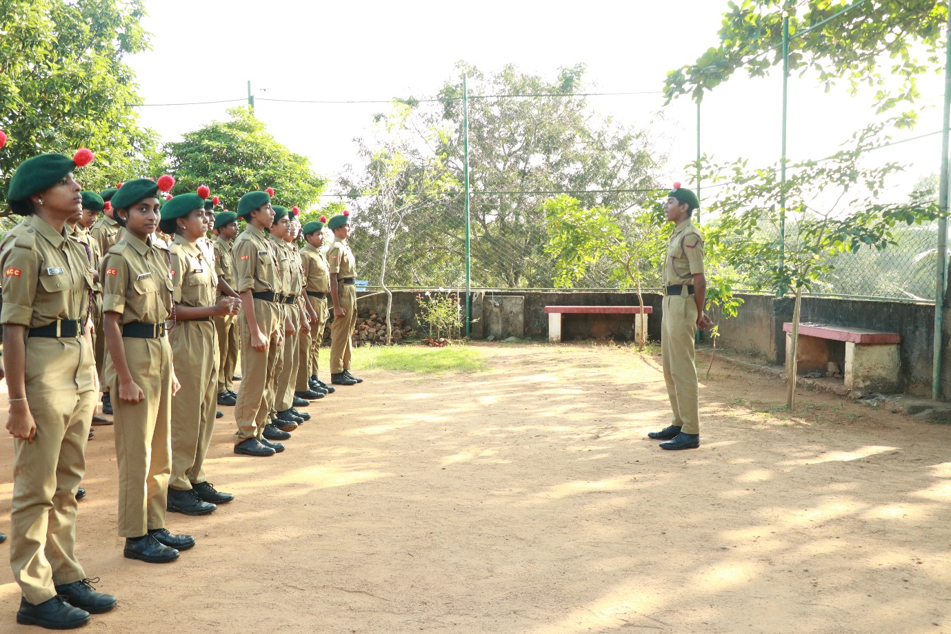 NCC cadets marching in formation